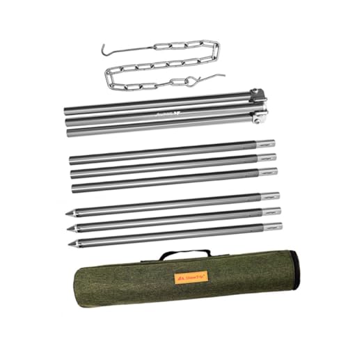 CLISPEED Soporte para Olla de Barbacoa de Campamento Ajustable Trípode de Aluminio para Fogata al Aire Rack Ligero y Portátil para Cocina y Parrilla para Picnic y Excursiones