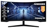 Samsung 34"(86.42cm) Odyssey G5 Curved Gaming Monitor|WQHD 3440 x 1440|1000R|165Hz|1ms|21:9|Wall Mountable|FreeSync Premium|Ports-DP, HDMI, Headphone|DP Cable|Eye-Saver|LC34G55TWWWXXL|Black