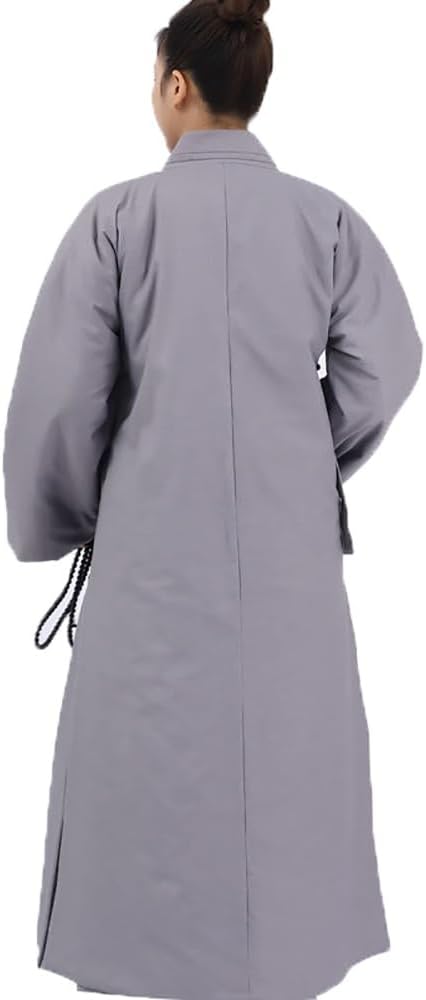 Women's Winter Traditional Buddhist Monk Robe Men's Warm Comfortable Meditation Prayer Costume(Gray,3XL)