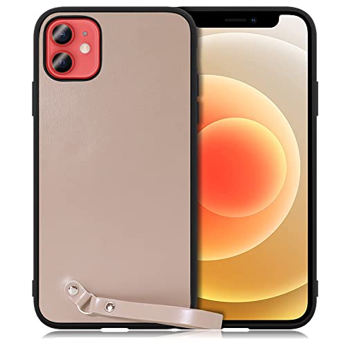 LOOF MACARON-SHELL �{�v ���U�[ �X�g���b�v�t�� �X�}�z�P�[�X for iPhone 12 mini �p �P�[�X �J�o�[ �X�g���b�v �X�g���b�v�z�[�� �}�J���� ���킢�� �V���v�� �ϏՌ� ���^ �y�� leather [�����u�����L������