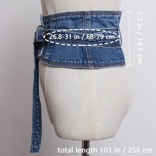 Women Denim Wide Obi Belt Wide Cinch Wrap Around Waist Band Belt for Kimono Shirt Dress2