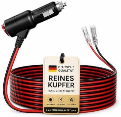 12V Stecker Zigarettenanzünder Stecker KFZ Stecker mit Schalter & Sicherung | 12 Volt Stecker 2-polig Schnellverbinder Kabel, Auto Zigarettenanzünder für Kühlbox, Dieselheizung, Sp