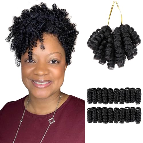 QUEENTAS 6 Packs 10 inch Short Crochet Hair for Black