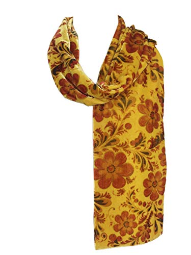 Women Green Paisley Silk-Blend Velvet Scarf - Main Image