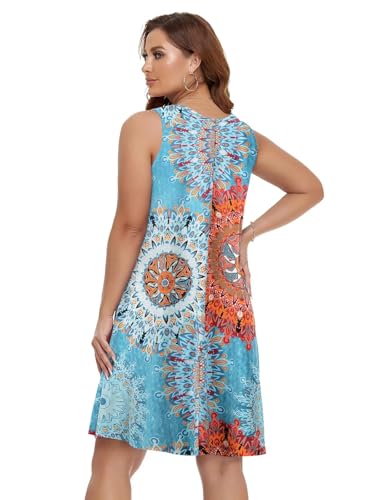 Image of BELAROI Women Casual Summer Beach Dresses Plus Size Sundress V Neck Pockets Swing Tank Dress Cover Ups