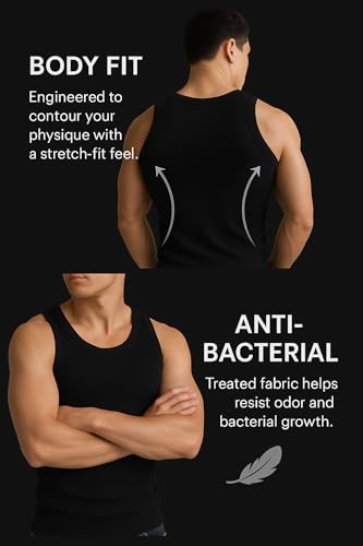 Image of Rockwell Men's Premium Cotton Vest - Sleeveless Gym Undershirt | Breathable, Stretchable & Skin-Friendly Innerwear for Everyday Comfort | 002
