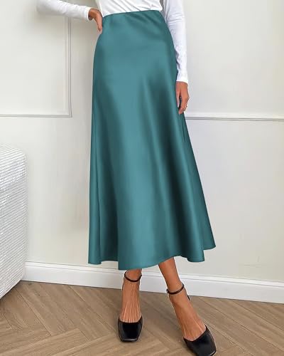 Image of BTFBM 2026 Summer Womens Skirts Silk Elegant High Waist Flowy Long Satin A-Line Midi Skirt Cocktail Wedding Party
