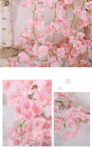 2pcs Artificial Cherry Blossom Garlands Flower Garland Flowers Vine Silk Flowers Garlands Hanging Artificial Flowers Garland Decoration for Wedding Party Home Garden Arch Walls 135 Flower Heads Pink - Image 2