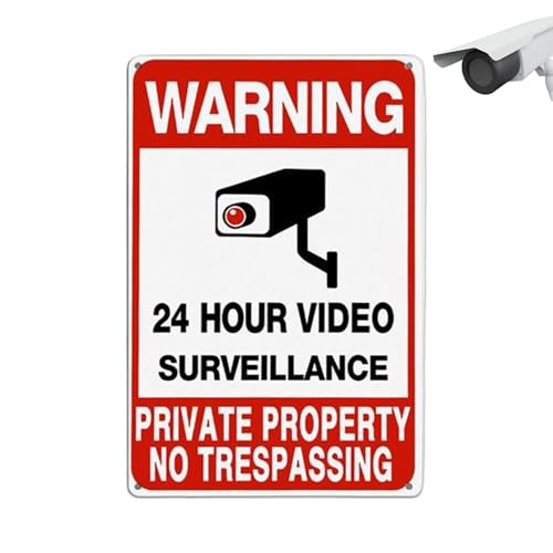 Pruojhw Señales de seguridad para el hogar, señal de cámara de seguridad, señales de advertencia de propiedad, cartel con texto en inglés Betreten verboten para propiedades privadas, 30,5 x 20,3 cm