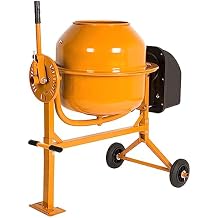 Generic Portable 4.2 Cu Ft Concrete Cement Mixer, 1/2 Hp Electric Mixer Machine with Wheel & 120L Freestanding Barrow Machine, Mixing Tools for Stucco Mortar Yellow 41.4 x 28 x 52.8 Inches Gen120