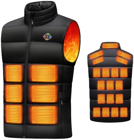 （00:30時点） [櫻の萌] 電熱ベスト 加熱ベスト ヒーター 【業界上位・25箇所発熱・3エリア独立発熱】6段階温度調節 USB/DC7.4V急速給電 ヒートジャケット メンズ レディース 防風撥水 保温 速暖 裏起毛襟 ダウン綿 丸洗い可能 (JP, アルファベット, M, ブラック（本体のみ）)