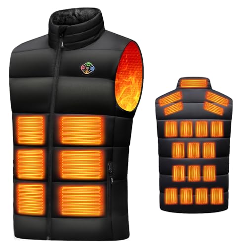 [櫻の萌] 電熱ベスト 加熱ベスト ヒーター 【業界上位・25箇所発熱・3エリア独立発熱】6段階温度調節 USB/DC7.4V急速給電 ヒートジャケット メンズ レディース 防風撥水 保温 速暖 裏起毛襟 ダウン綿 丸洗い可能 (JP, アルファベット, L, ブラック（本体のみ）) - 櫻の萌 - 商品画像