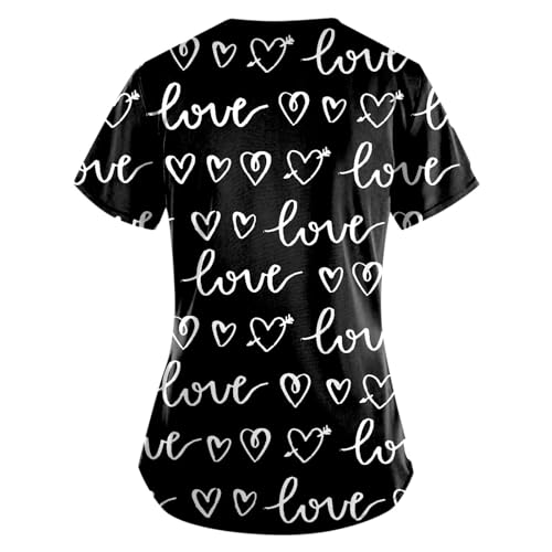 OIOLOYJM Printed Scrub Tops Women Short Sleeve V Neck Plus Size Scrubs for Womens Nursing Uniforms Shirts with Pockets