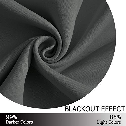 Yakamok Room Darkening Dark Gray Blackout Curtains Thermal Insulated Grommet Curtain Panels for Bedroom, 52W x 54L,Dark Grey, 2 Panels