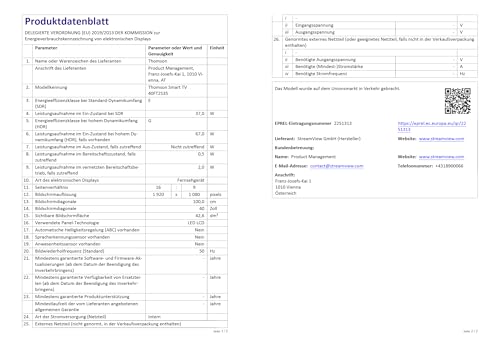 THOMSON 40 Zoll (100 cm) FHD Smart TV, Wi-Fi, Sprachsteuerung, HDR10, Dolby Audio, Triple-Tuner (Kabel/Satellit/Antenne), HDMI, USB, 1 GB RAM, 4 GB Flash - 40FT2S35 THOMSON 40 Zoll (100 cm) FHD Smart TV, Wi-Fi, Sprachsteuerung, HDR10, Dolby Audio, Triple-Tuner (Kabel/Satellit/Antenne), HDMI, USB, 1 GB RAM, 4 GB Flash - 40FT2S35