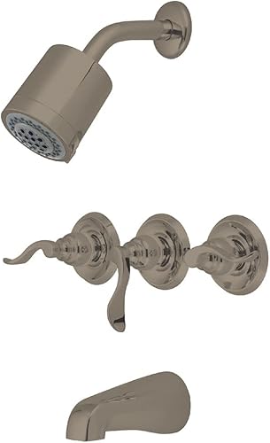 Miniatura 3 de Kingston Brass KB8231NFL NuWave - Grifo francés para bañera y ducha de 3 manijas, cromado pulido, escudo de 3-18 pulgadas de diámetro