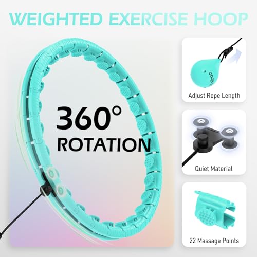 JLoibao Weighted Hula Circle with 26/32 Links(56-66 Inch) for Adults Weight Loss, Infinity Fitness Hoop Plus Size, for Women Smart Exercise Equipment