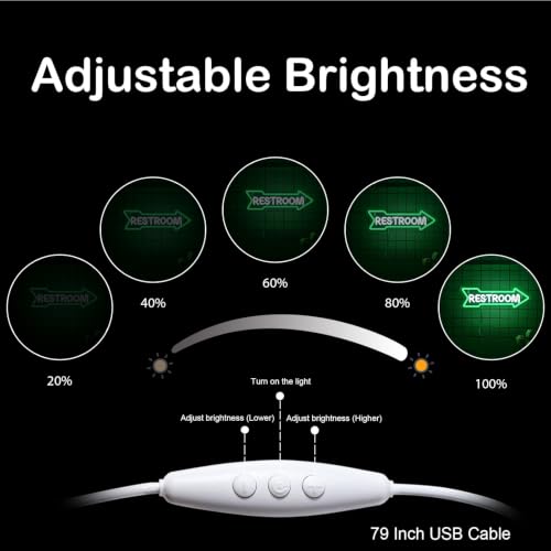 Image of Looklight Restroom Arrow Neon Sign for Wall Decoration Right Arrow LED Light Sign Decor White and Green for Bathroom Hotels,Bars, Hospitals, Homes and Other Places with Toilets