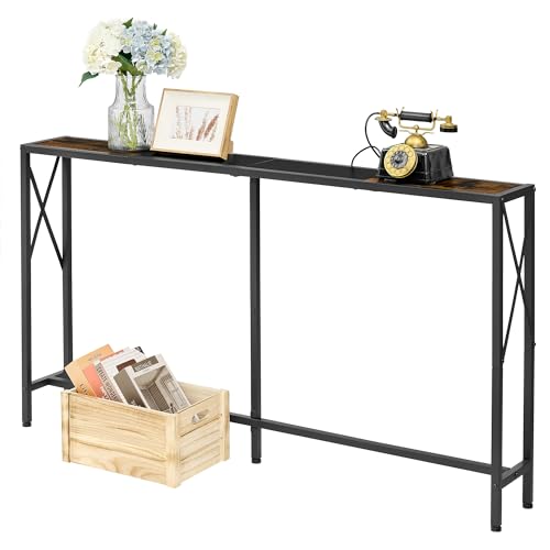Gewudraw Console Table, 55.1' Narrow Sofa Table, Behind Couch Table, Entryway Table, Industrial Sofa...