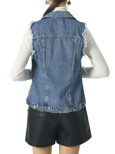 ebossy Women's Candy Color Slim Fit Sleeveless Distressed Denim Jean Vest Jacket3