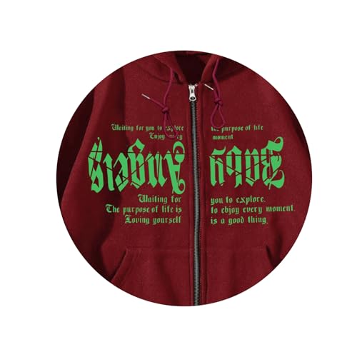 Men's Gothic Print Zip Up Hoodie Y2K Vintage Long Sleeve Sweatshirt Trendy Athletic Pullover with Pocket3