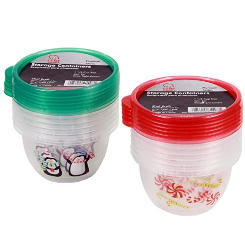 Chef Craft Select Holiday Christmas Storage Container 1.5 Cup Capacity 6 Piece Set Color May Vary