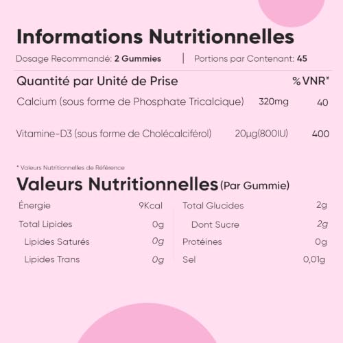 Calcium et Vitamine D Enfant Gummies - 90 Gummies Faibles en Sucre – vue 3