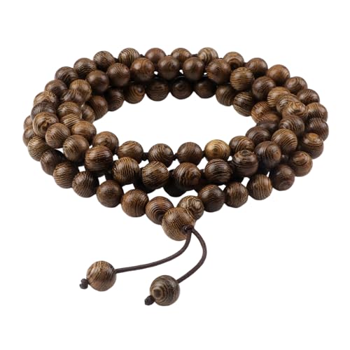 Bracelet Mala 108 perles en bois noué main pour méditation et yoga