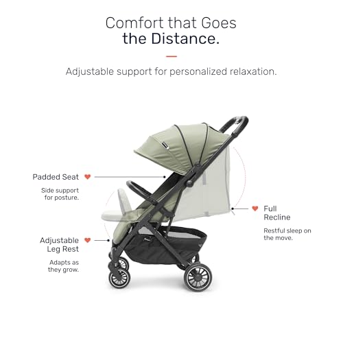 Image of Growgether VELOX Stroller for Baby 0-3 Years (Up to 22 Kg), Travel Ready Size 5 Point Safety Harness, Full Recline, Extended UPF 50+ Canopy, 360 Swivel Wheels, Compact One Click Fold, Mosquito Net, 1 Yr Warranty, Green