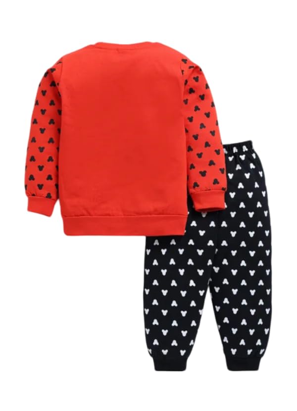 Image of Kids Cotton Casual Cute Mickey Mouse Printed Clothing Set- Full Sleeve T-Shirt And Trousers For Infants /Childs /Baby Boys (in Multicolor, Pack of 1)