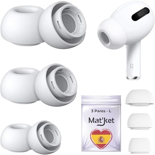 Ya en manzanajugosa.com: Almohadillas de Repuesto compatibles con AirPods Pro 1 y 2 generación – Gomas Auriculares Silicona Suaves y cómodas compatibles Apple AirPods Pro – Tapones intrauditivos Accesorios tamaño L
