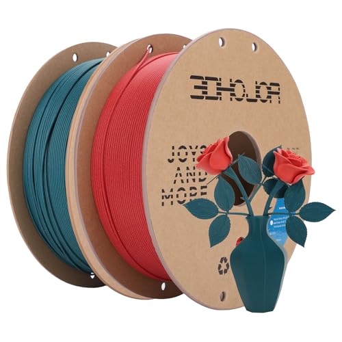 Image of 3DHoJor Matte PLA Filament 1.75mm, Upgrade 1kg*2 Bundle Cardboard Spool PLA Filament 1.75 PLA 3D Printing Filament, Print with Most 3D Printers Using 3D Filament-Fire Engine red+Morandi Green
