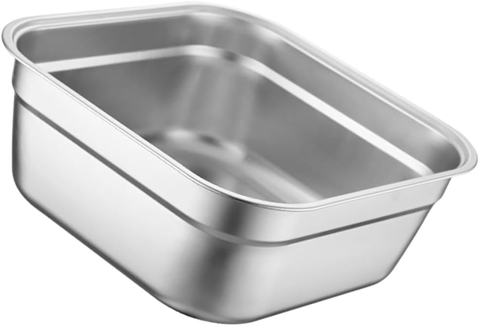 10.6" Square Stainless Steel Dish Pan for Sink - Large Washing Up Bowl and Vegetable Basin - Deep Sink Pan for Kitchen Soaking, Baby Bottles & Pet Feeding (27cm Silver)