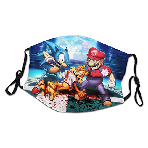Narpult Sonic The Hedgehog Outdoor Face Protection Bandana Boy Girl Anti Dust Cool Nose Mouth Face Cover Black3-5.1X6.9in
