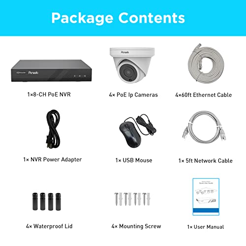 Panoob Poe Security Camera System, 4Pcs Dome Wired 6Mp Ip Poe Surveillance Cameras Outdoor With Person Vehicle Detection And Audio, 4K 8Mp 8Ch Nvr With 2Tb Hdd,2.8Mm Lens110°Wide Angle, Pd0408-6M #TOP7