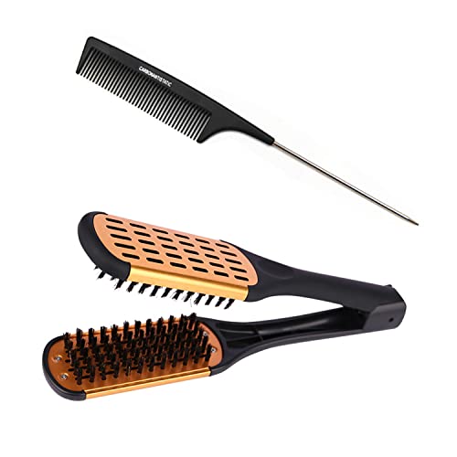 Clamp Hair Brush Straightener Detangler Comb Smoothing Nylon Bristle Double Sided Straightening Air Vented Flat Hair Styling Tool For Wet,Dry,Thick,Long Hair #TOP2