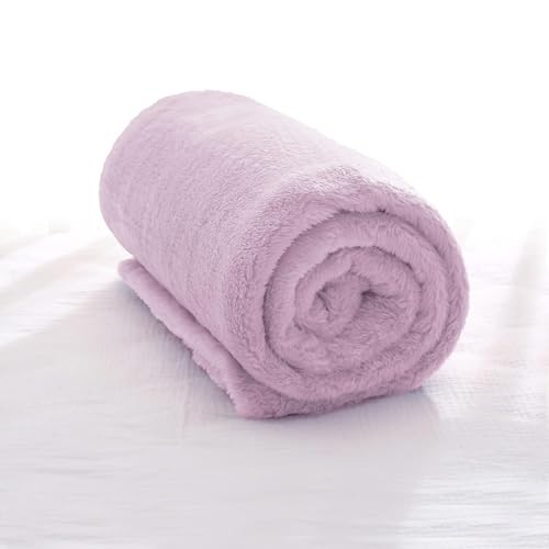 Image of Exclusivo Mezcla Plush Fuzzy Fleece Throw Blanket, Super Soft, Fluffy and Warm Blankets for Couch, Bed, All Season Use (40x50 Inches, Light Purple)