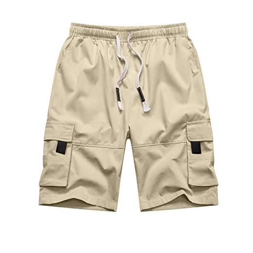 NANAMEEI Shorts Cargo Homme Elastique Shorts et Bermudas Militaire Homme Casual Montagne Multi Poches Grande Taille Beige XL