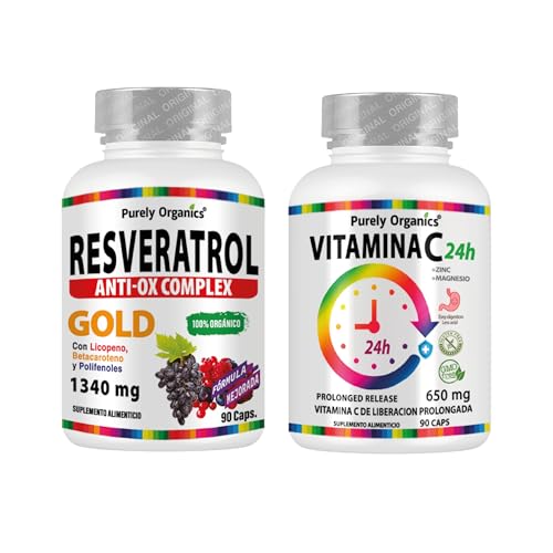 Suplemento Antioxidante 1340mg | Resveratrol + Polifenoles, Betacaroteno, Licopeno y Vitamina C | Anti Ox complex | + Vitamina C con Magenesio y Zinc de...