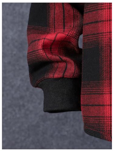 WDIRARA Boy's 2 Piece Outfits Plaid Button Front Hoodie and Sweatpants Tracksuit Clothing Set4