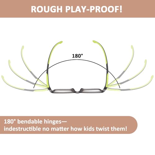 Image of BiBiBear Blue Light Blocking Glasses Bendable Lens Legs for Kids Girls Boys Not Easy to Drop Reduces Eyestrain Self-exchangeable Lenses Green