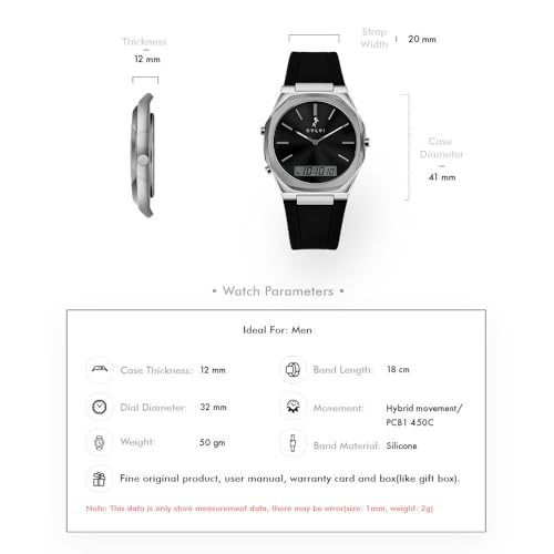 Image of Sylvi Analog-Digital Silver Case Black Silicone Strap Analog-Digital Watch for Men with