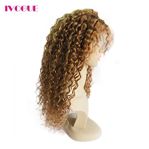 #30 Honey Blonde Human Hair Wigs Virgin Brazilian Kinky Curly Lace Front Wig Glueless Lace Wigs Human Hair (18inch)