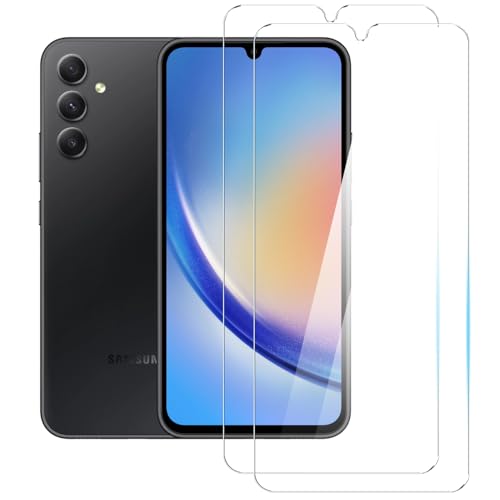 TENOC Screen Protector for Samsung Galaxy A34, 2-Pack Clear 9H Tempered Glass Film Cover Sensor Protection Case Friendly for 6.6 inch
