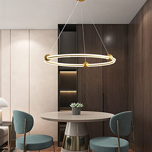 Chandelier LED dimmable or pour salle à manger avec suspension réglable et télécommande