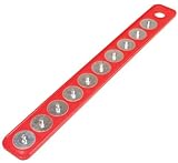 Triton Products 72400 MagClip Magnetic Socket Holder Strip and 10 Interchangeable Pegs 1/4-Inch Drive 1-7/8-Inch by 16-5/8-Inch, Red