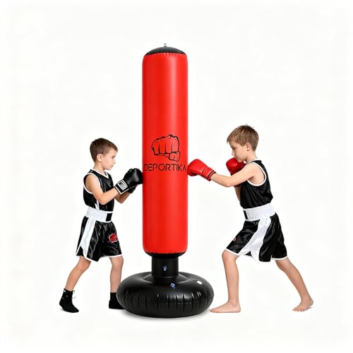 Inflatable Punching Bag,with Stable Water Base, Indoor Active Play Equipment For Boxing Bag Free Standing Target Kick MMA Karate Tumbler Column Sandbags Reflex Training Fitness Exersise(170CM)