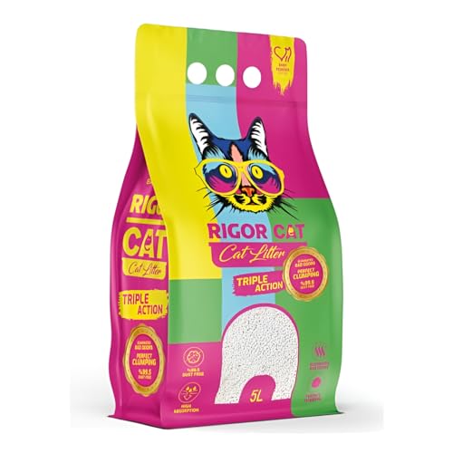 Rigor Cat Baby Powder Scented Clumping Cat Litter 100% Natural White Bentonite Superior Odor Control Dust-Free 5 Litre