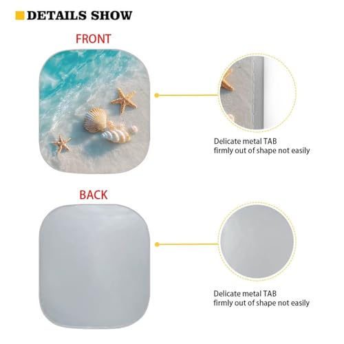 Image of Car Front Windshield Sun Shade 2 Pcs Beach Shells Starfish Sunshade for Car Windshield Foldable Car Accessories Universal for Most Cars Women Men, Blocks UV Rays