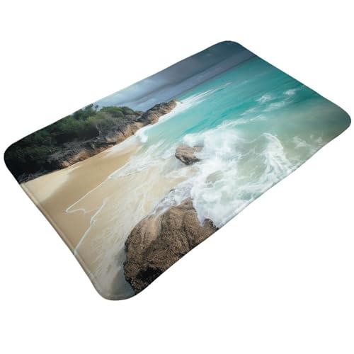 Front Door Mat Indoor Outdoor Welcome Mat, Serene Coastal Doormat Easy Clean Entryway Mats Stain and Fade Resistant Entry Rug Absorbent Flannel Bath Mats 19.5 x 31.5 Inch - Image 4